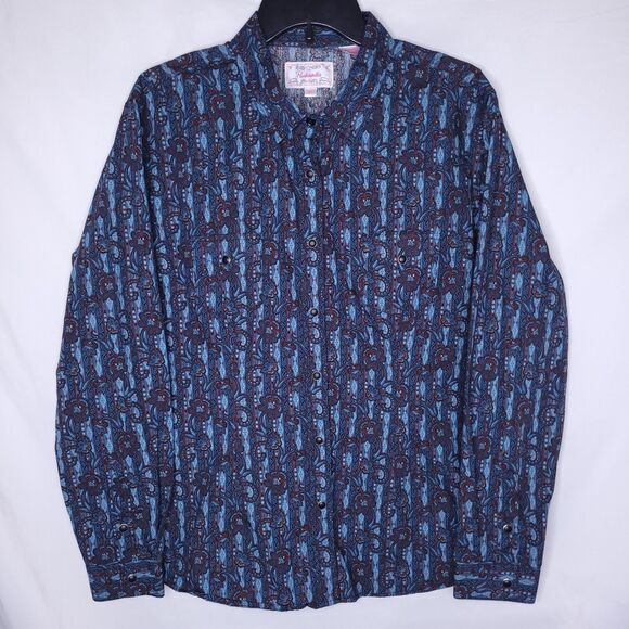 Panhandle Shirt Mens XL Blue Paisely Western Snap Button - Picture 2 of 10
